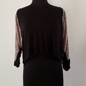 Offers 👍 Black, Loose Sleeve Crop Top